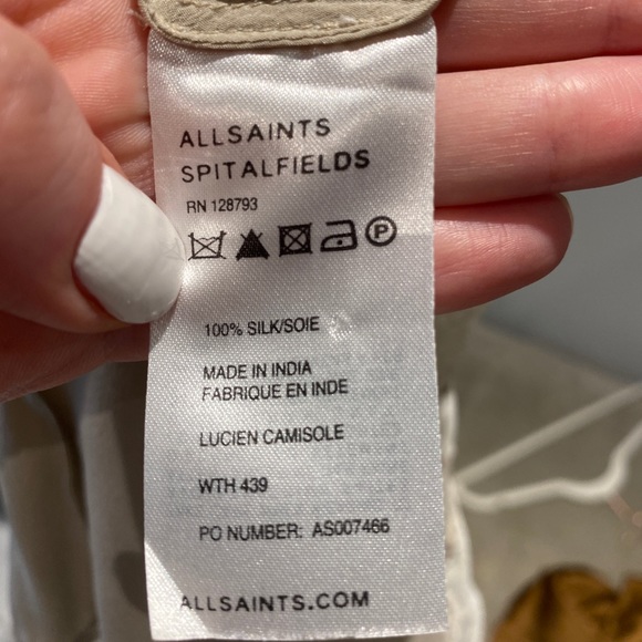 All Saints silk cami with lace trim - Picture 5 of 5